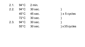 première PCR et procéder à l’amplification (conditions ABI 9600) 
