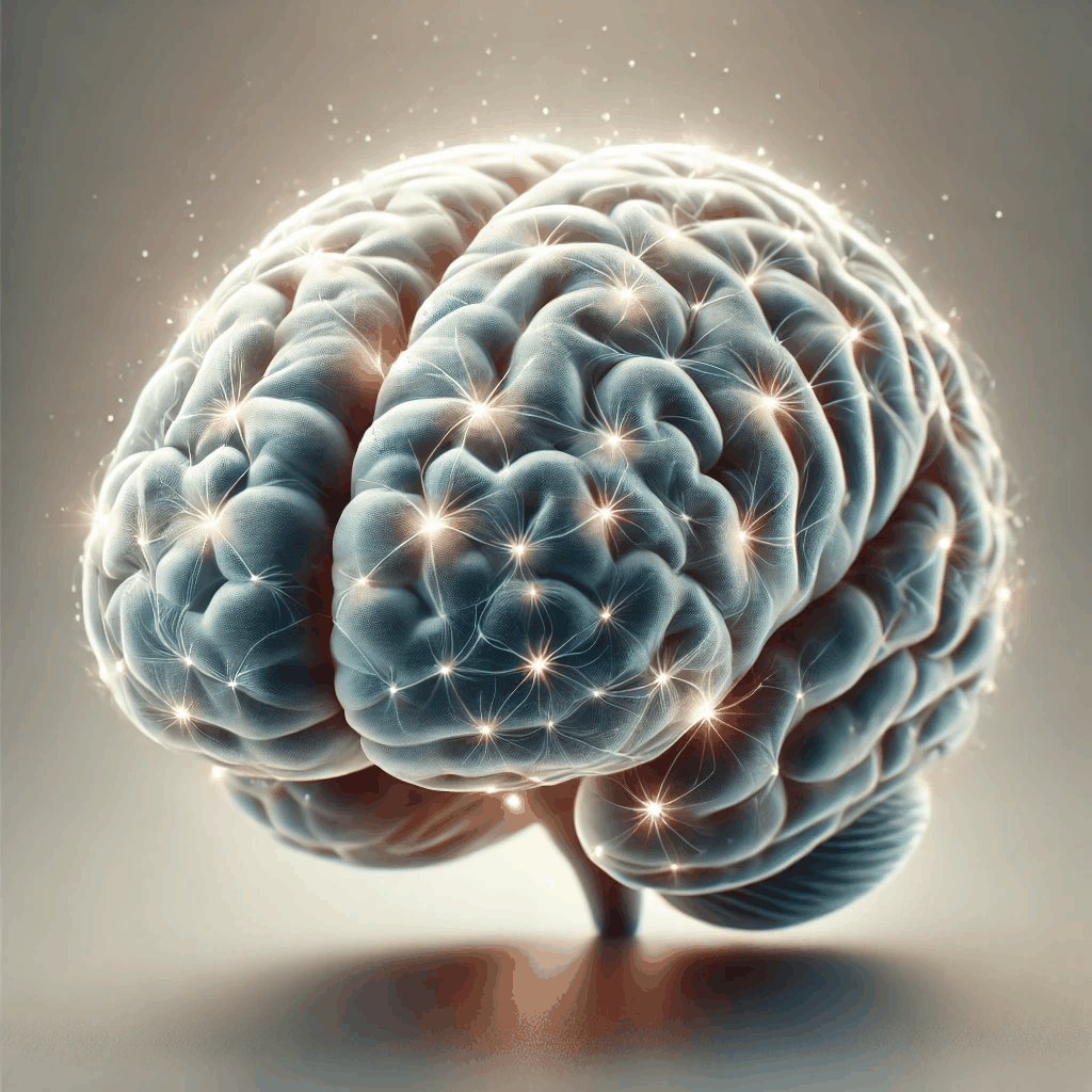 Cette animation GIF représente un cerveau sain, avec des connexions neuronales actives et une structure bien définie. L’effet de pulsation lumineuse symbolise l’optimisation des fonctions cérébrales, illustrant le contraste avec les effets de la maladie d'Alzheimer.