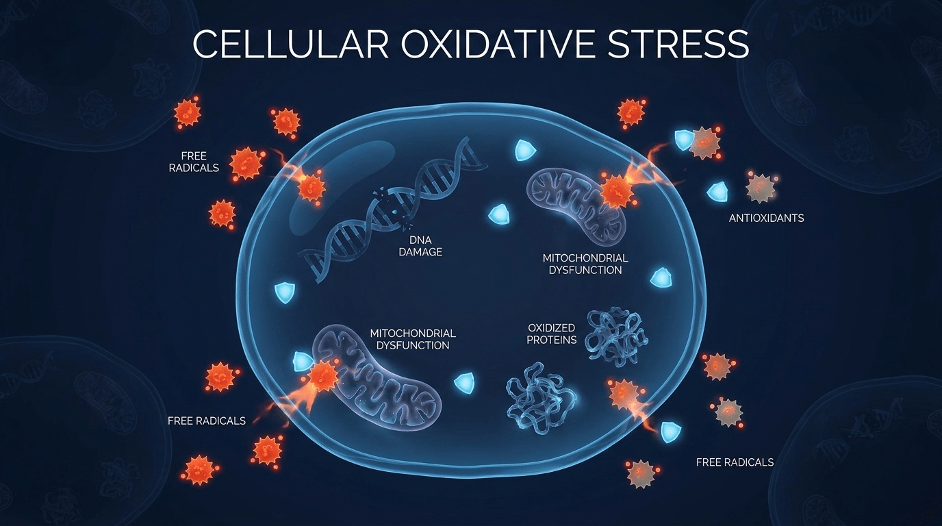 Quand les radicaux libres dépassent les défenses antioxydantes de la cellule, c'est le stress oxydatif.