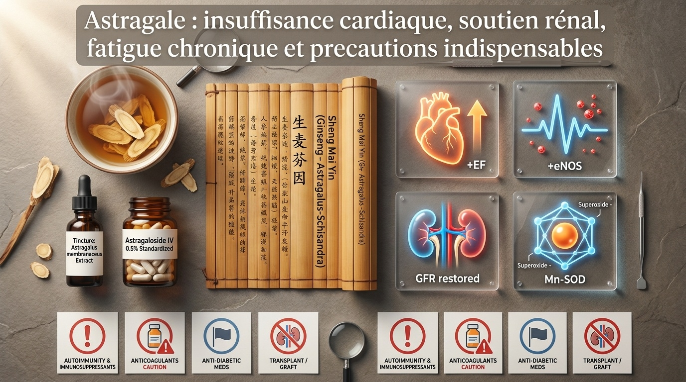 Vue d'ensemble cardiovasculaire + renale + fatigue chronique et profil de sécurité (auto‑immunité, greffe, anticoagulants).