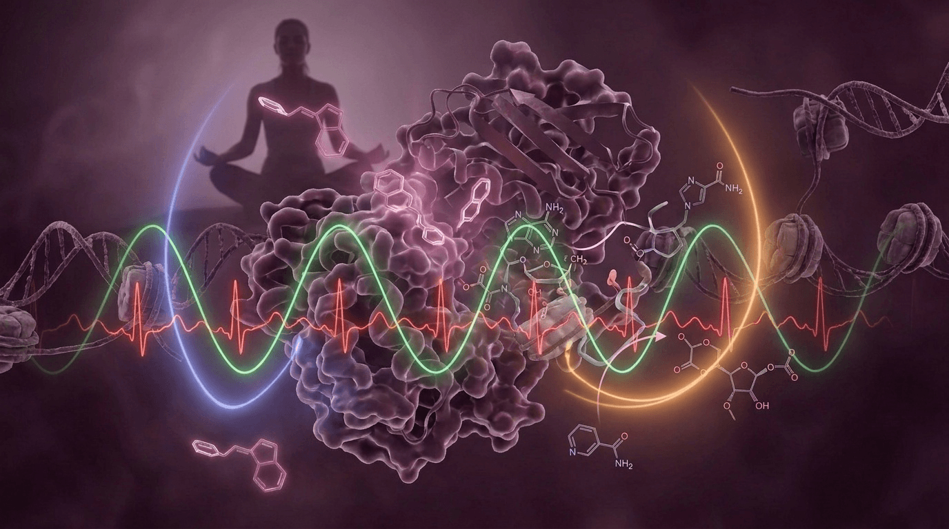Schéma médical haute précision illustrant la synchronisation entre cycles respiratoire et cardiaque lors de la pratique de la cohérence cardiaque, et ses effets sur le système nerveux autonome.
