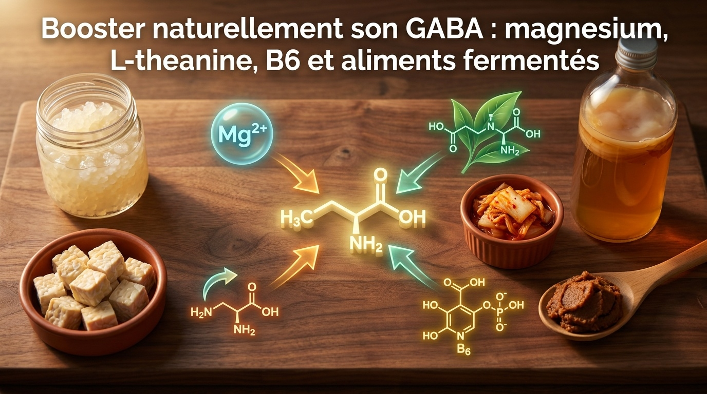 Panorama des leviers nutritionnels pour soutenir la synthèse et l'activité du GABA sans supplémentation directe.