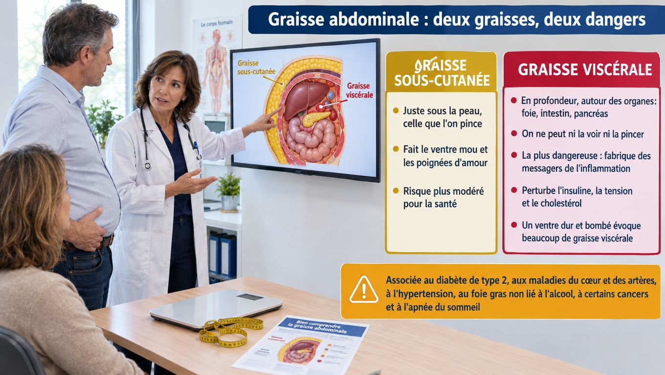 Sous-cutanée ou viscérale : pourquoi la graisse profonde autour du foie et de l'intestin est la plus dangereuse, et les facteurs qui l'installent.